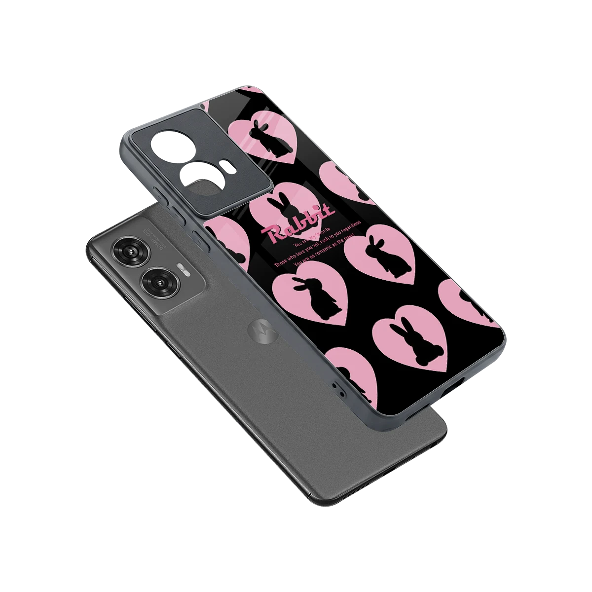 Bunny Love sleek motorola edge 50 fusion cover with tempered glass back and TPU edges