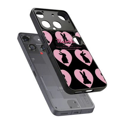 Bunny Love sleek nothing phone 3 cover with tempered glass back and TPU edges