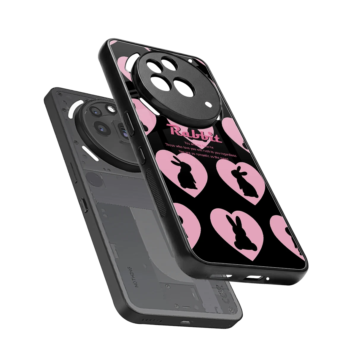 Bunny Love sleek nothing phone 3a pro cover with tempered glass back and TPU edges