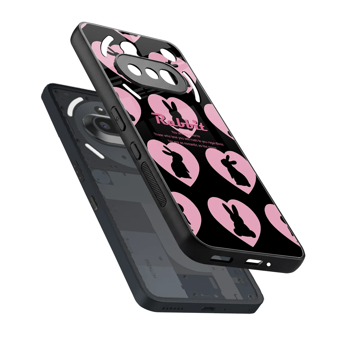 Bunny Love sleek nothing phone 3a cover with tempered glass back and TPU edges