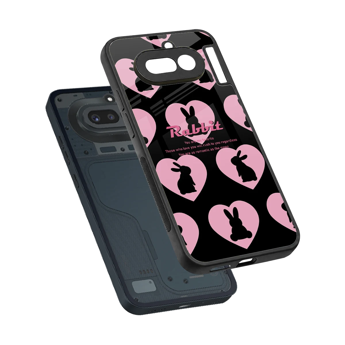Bunny Love sleek nothing phone 4a cover with tempered glass back and TPU edges