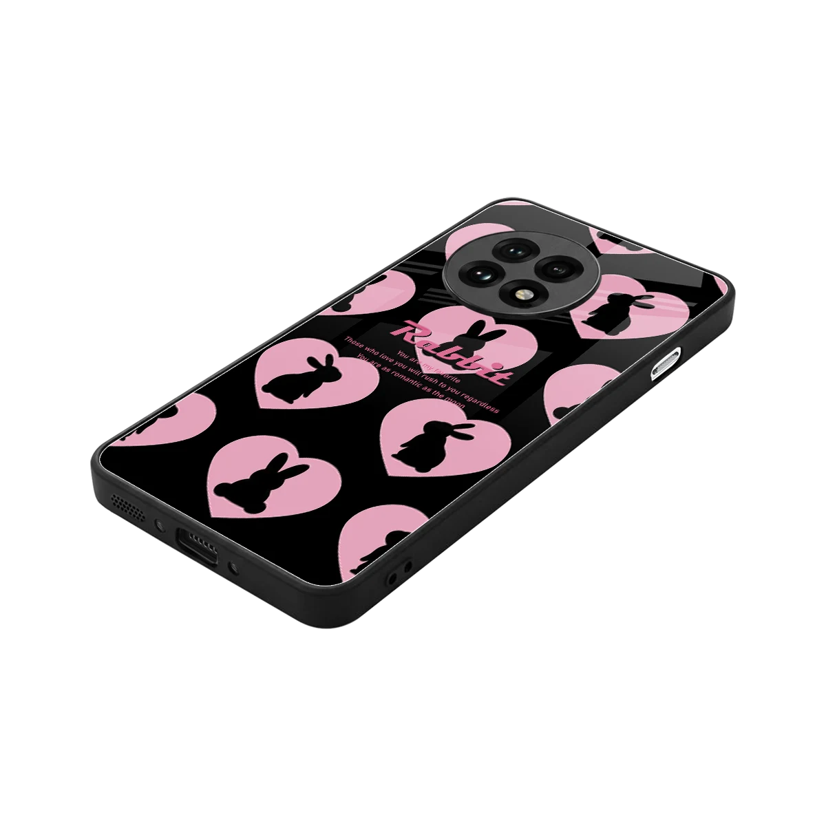 Bunny Love stylish phone case for oneplus 13r | glossy glass and slim fit