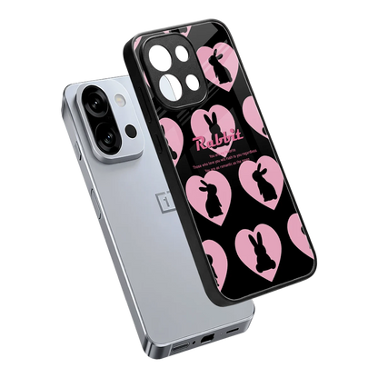 Bunny Love sleek oneplus 13s cover with tempered glass back and TPU edges