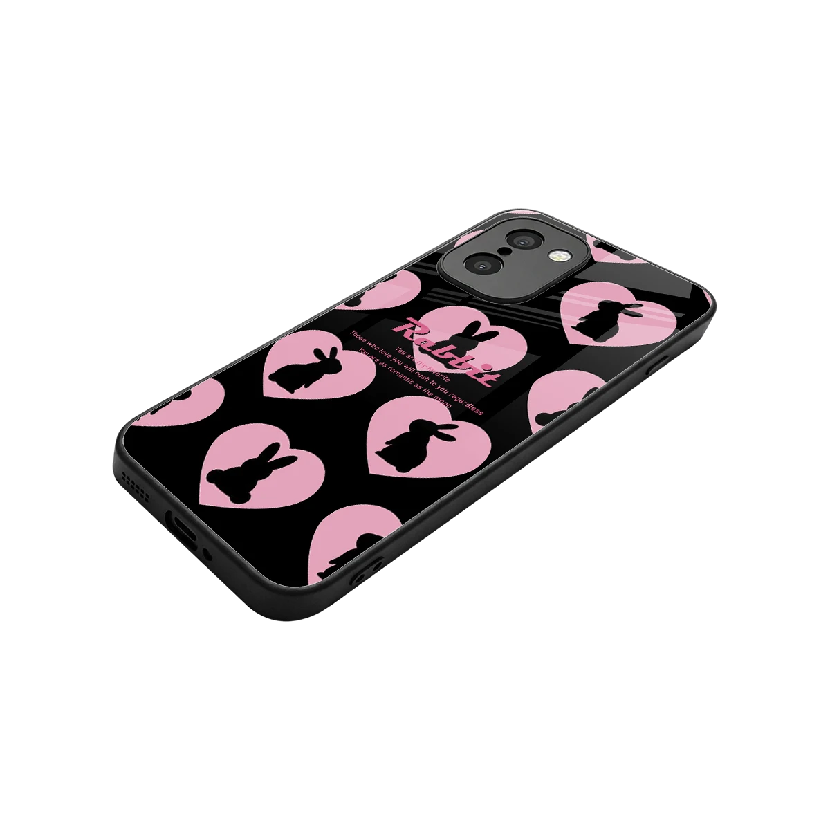 Bunny Love stylish phone case for oneplus 15r | glossy glass and slim fit