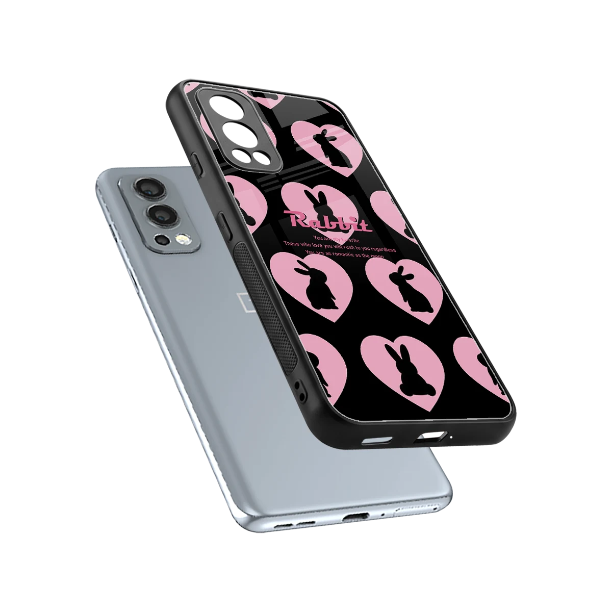 Bunny Love sleek oneplus nord 2 cover with tempered glass back and TPU edges