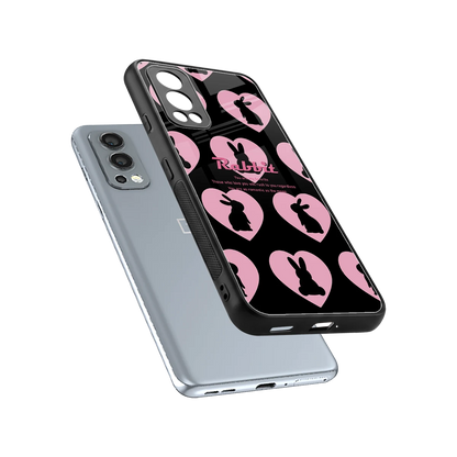 Bunny Love sleek oneplus nord 2 cover with tempered glass back and TPU edges