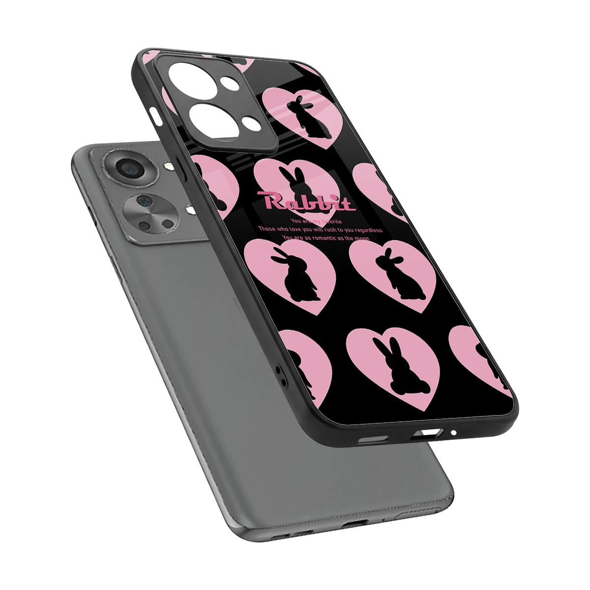 Bunny Love sleek oneplus nord 2t cover with tempered glass back and TPU edges