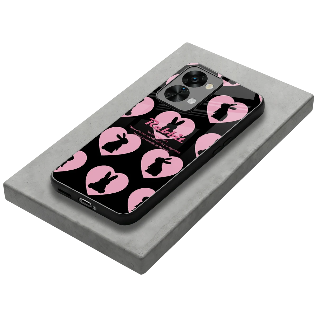 Bunny Love stylish phone case for oneplus nord 2t | glossy glass and slim fit