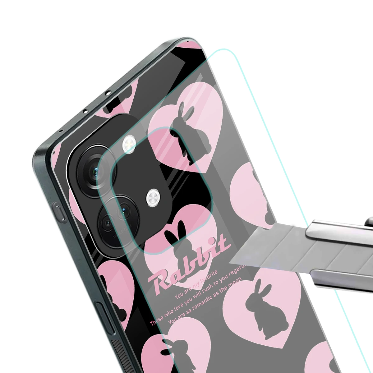 Bunny Love stylish phone case for oneplus nord 3 | glossy glass and slim fit