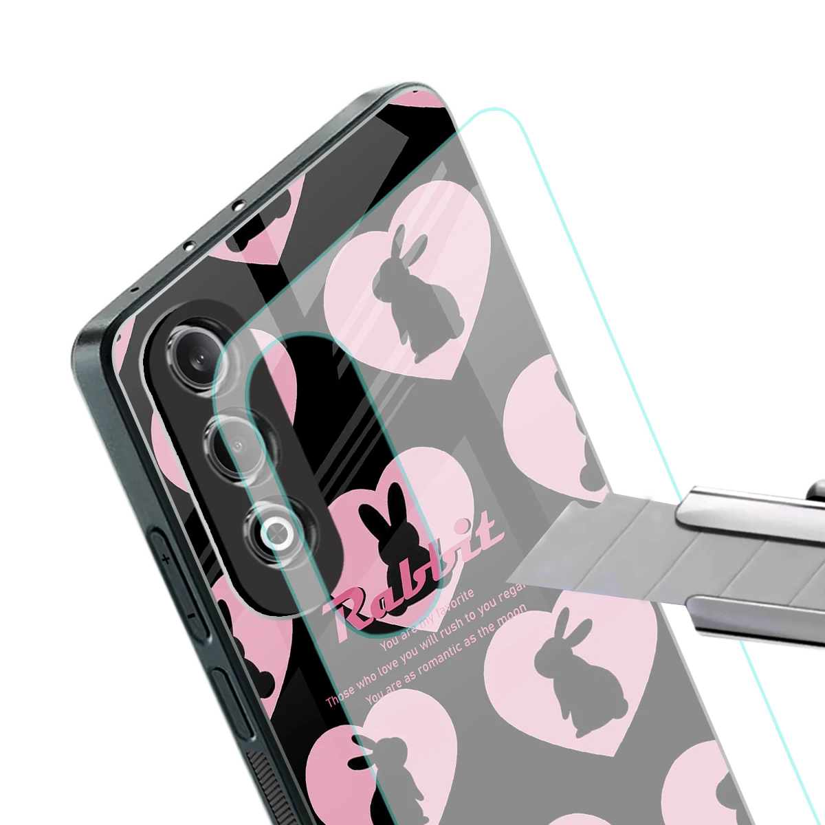 Bunny Love stylish phone case for oneplus nord ce 4 | glossy glass and slim fit