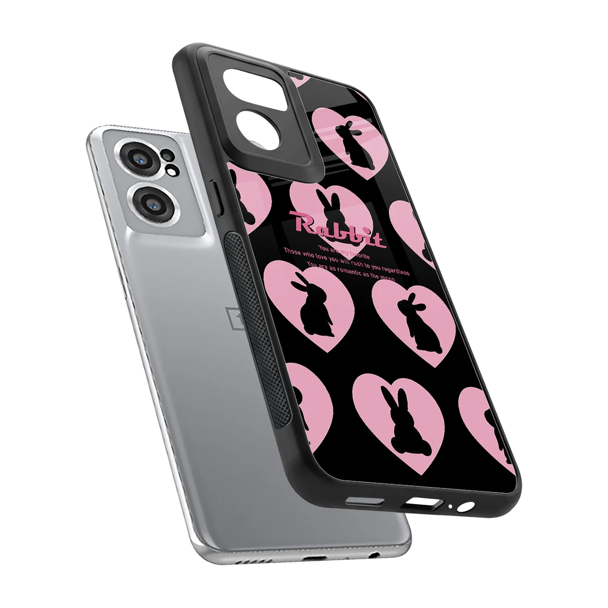 Bunny Love sleek oneplus nord ce 2 cover with tempered glass back and TPU edges