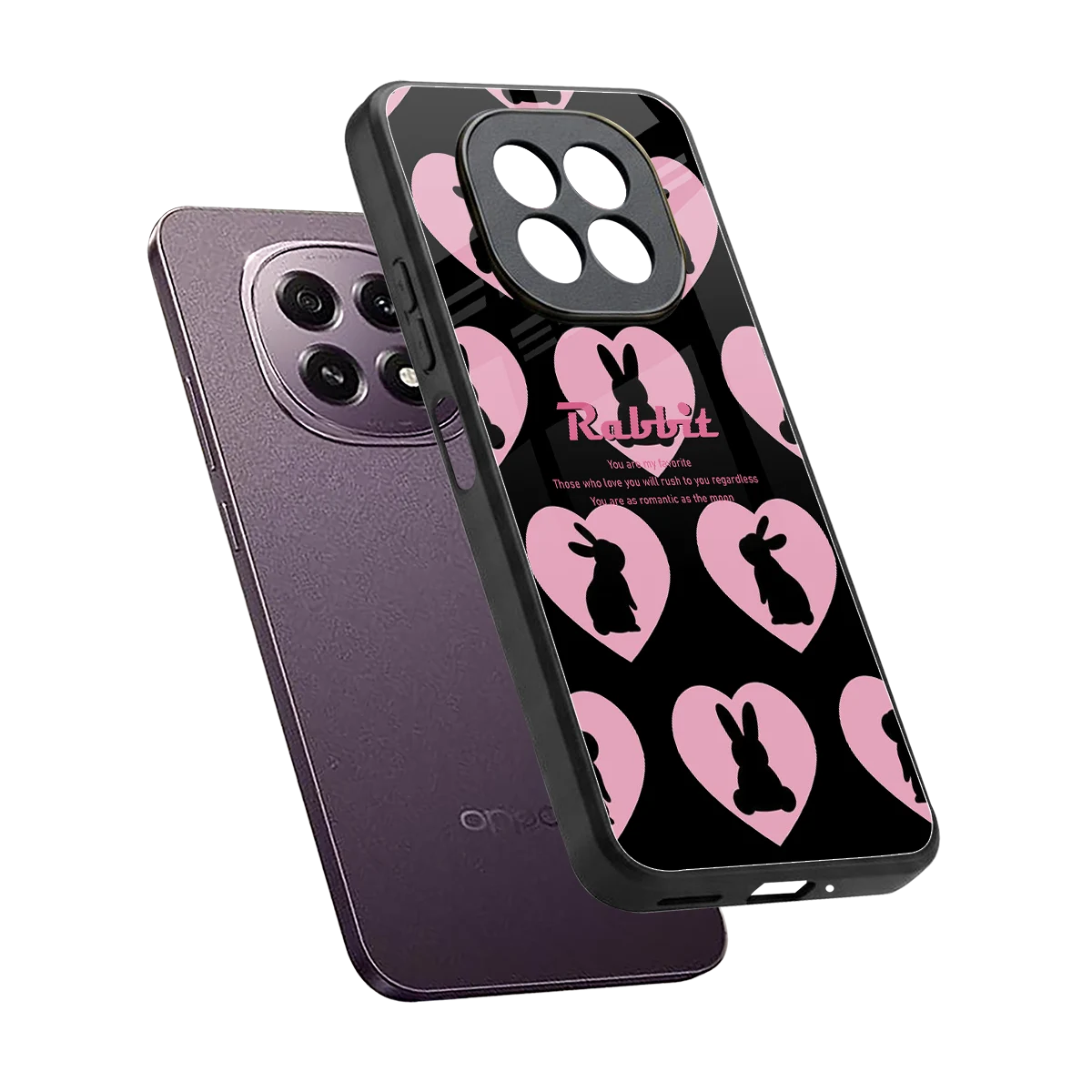 Bunny Love sleek oppo f29 5g cover with tempered glass back and TPU edges