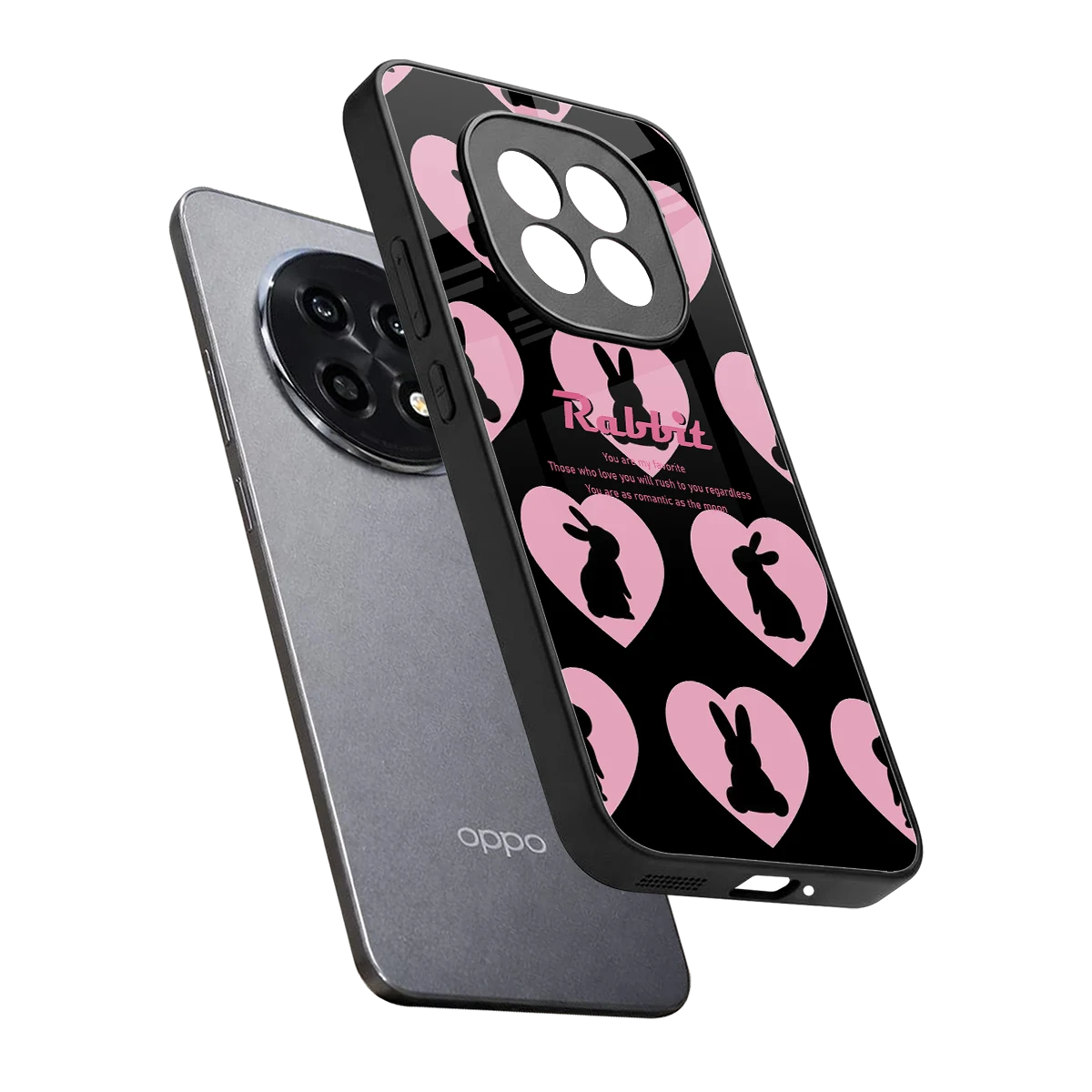 Bunny Love sleek oppo f29 pro 5g cover with tempered glass back and TPU edges