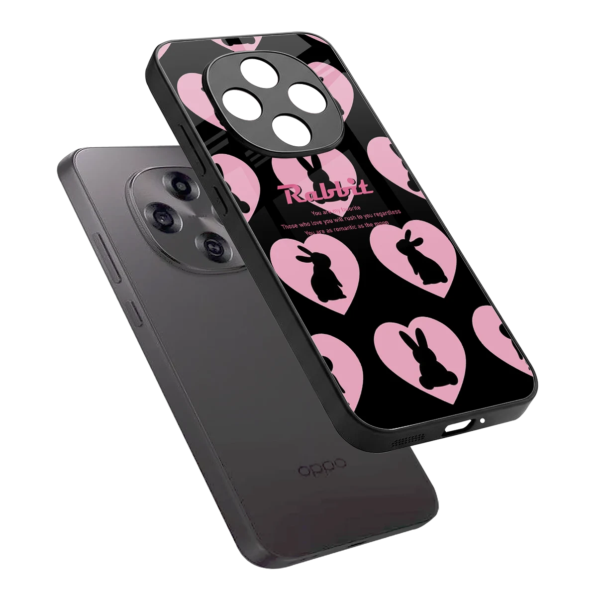 Bunny Love sleek oppo f31 pro 5g cover with tempered glass back and TPU edges