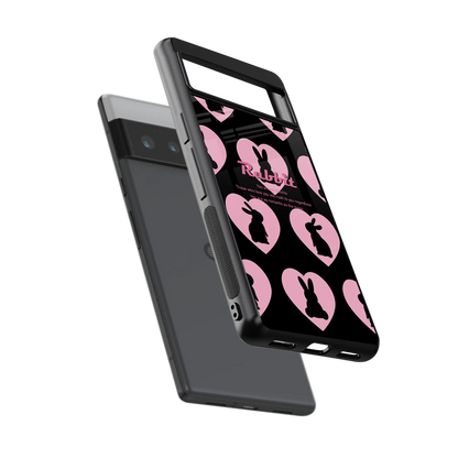 Bunny Love sleek google pixel 6 pro cover with tempered glass back and TPU edges