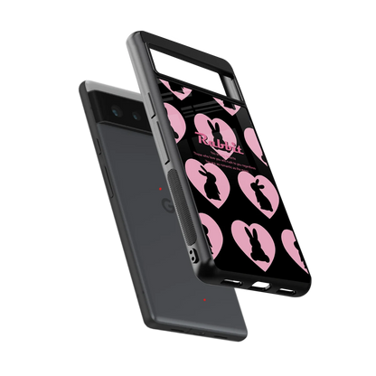 Bunny Love sleek google pixel 6 cover with tempered glass back and TPU edges