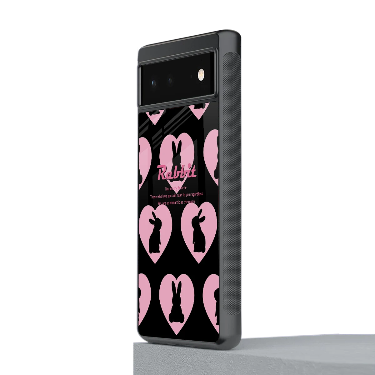 Bunny Love stylish phone case for google pixel 6a | glossy glass and slim fit