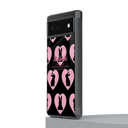 Bunny Love stylish phone case for google pixel 6a | glossy glass and slim fit