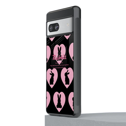 Bunny Love stylish phone case for google pixel 7a | glossy glass and slim fit