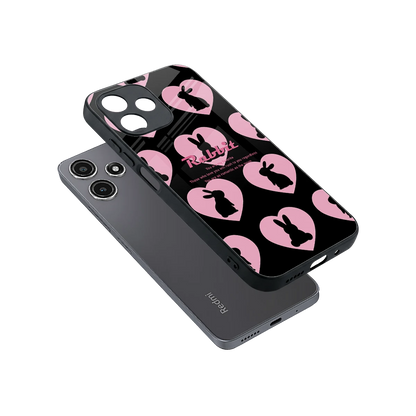 Bunny Love sleek redmi 12 5g cover with tempered glass back and TPU edges