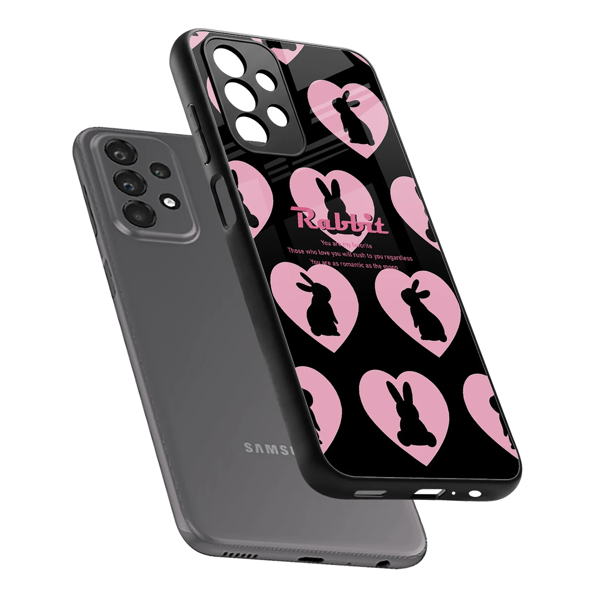 Bunny Love sleek samsung galaxy a23 cover with tempered glass back and TPU edges