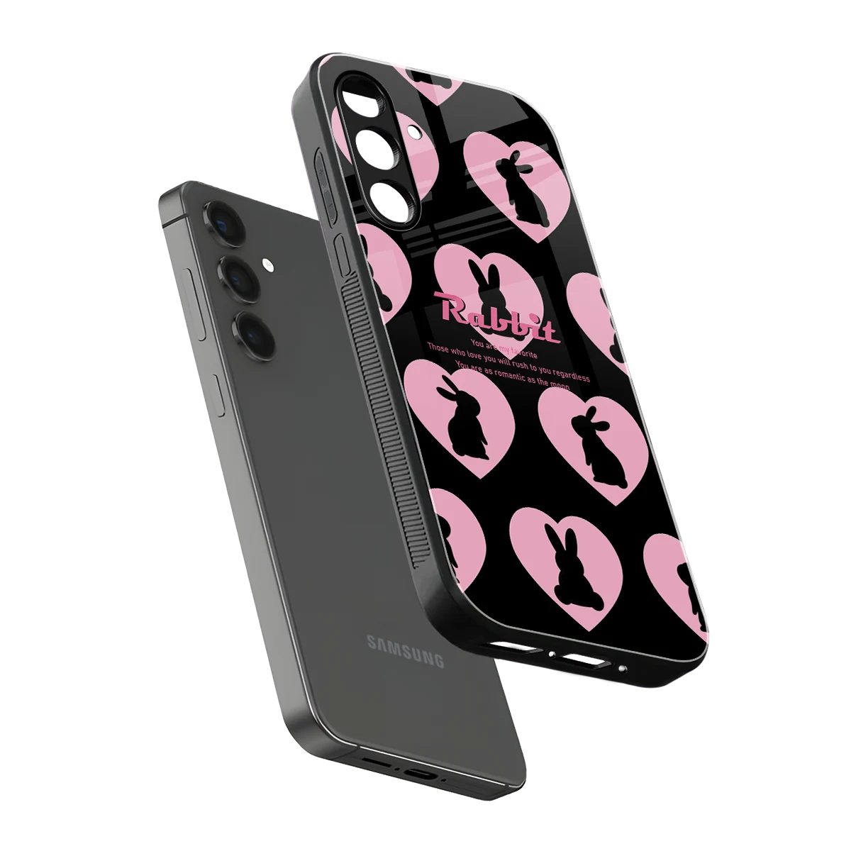 Bunny Love sleek samsung galaxy a14 5g cover with tempered glass back and TPU edges