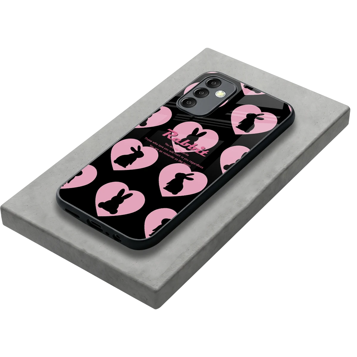 Bunny Love stylish phone case for samsung galaxy m14 5g | glossy glass and slim fit