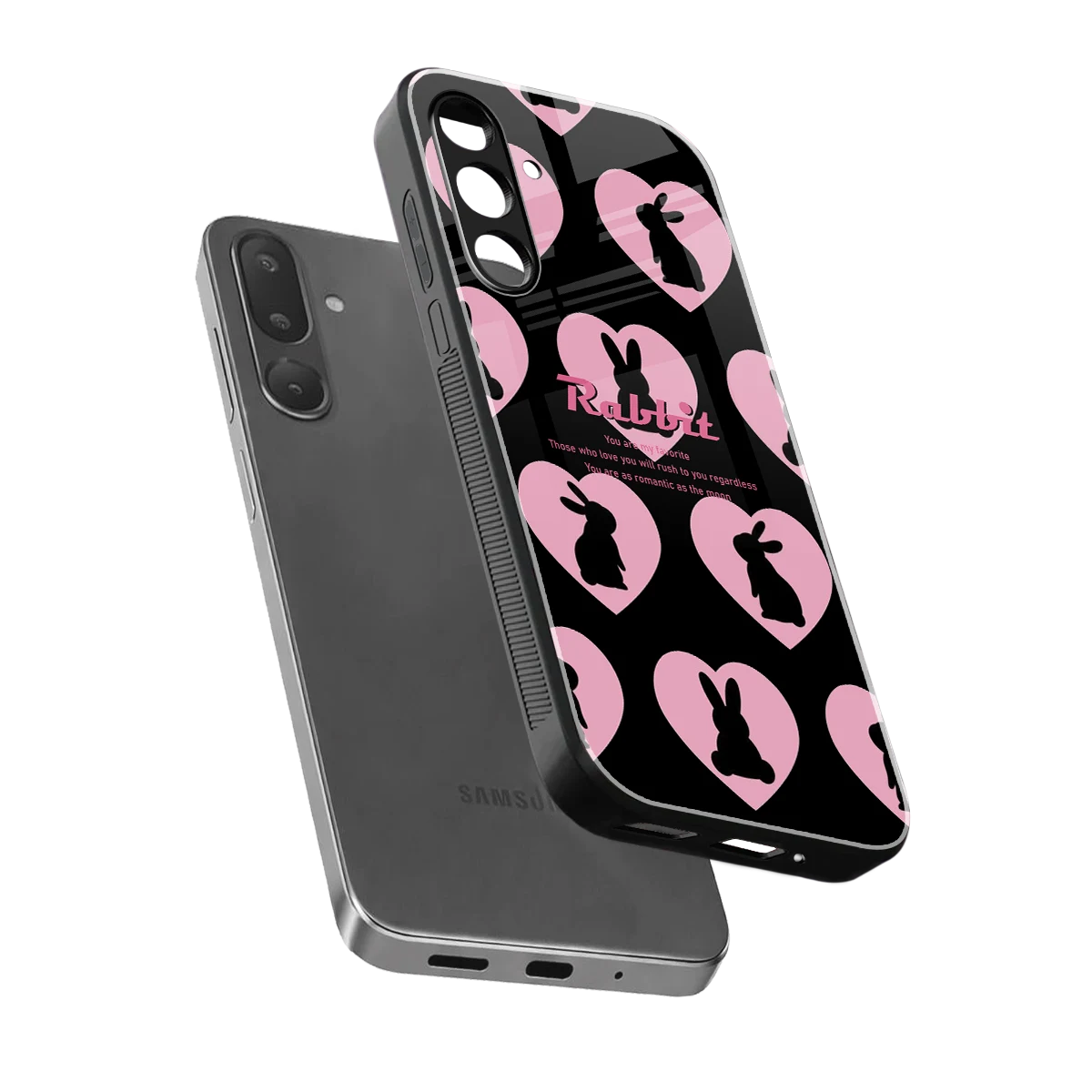 Bunny Love sleek samsung galaxy m36 5g cover with tempered glass back and TPU edges