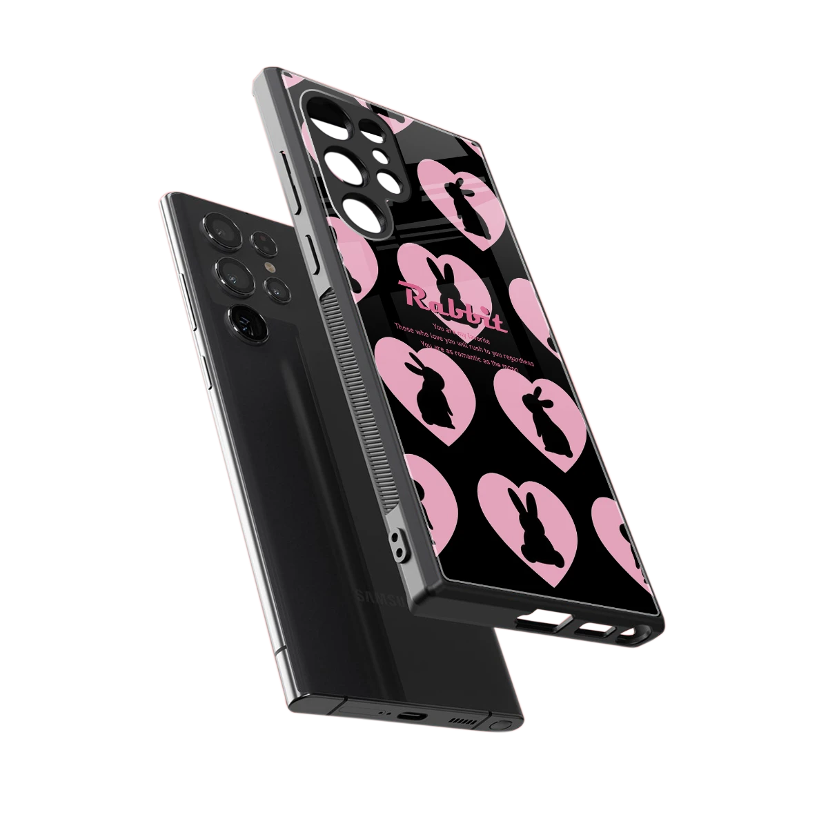 Bunny Love sleek samsung galaxy s24 ultra cover with tempered glass back and TPU edges