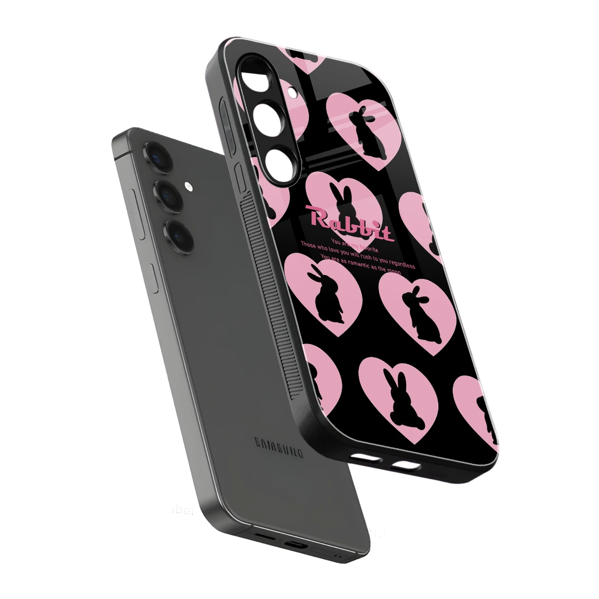 Bunny Love sleek samsung galaxy s24 cover with tempered glass back and TPU edges
