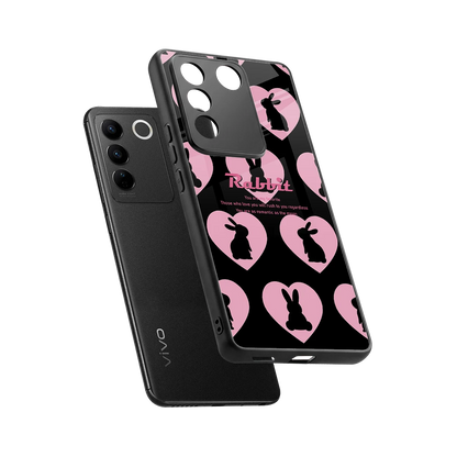 Bunny Love sleek vivo v27 5g cover with tempered glass back and TPU edges