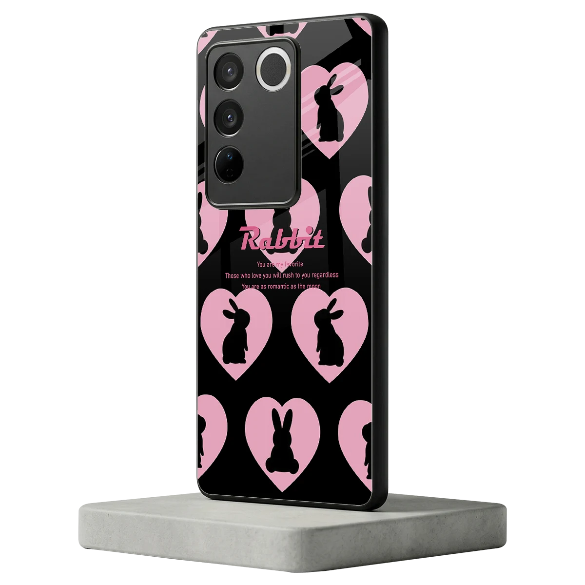 Bunny Love vivo v27 5g mobile cover | shockproof glass phone case