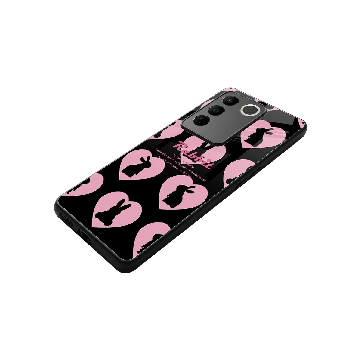 Bunny Love stylish phone case for vivo v27 5g | glossy glass and slim fit