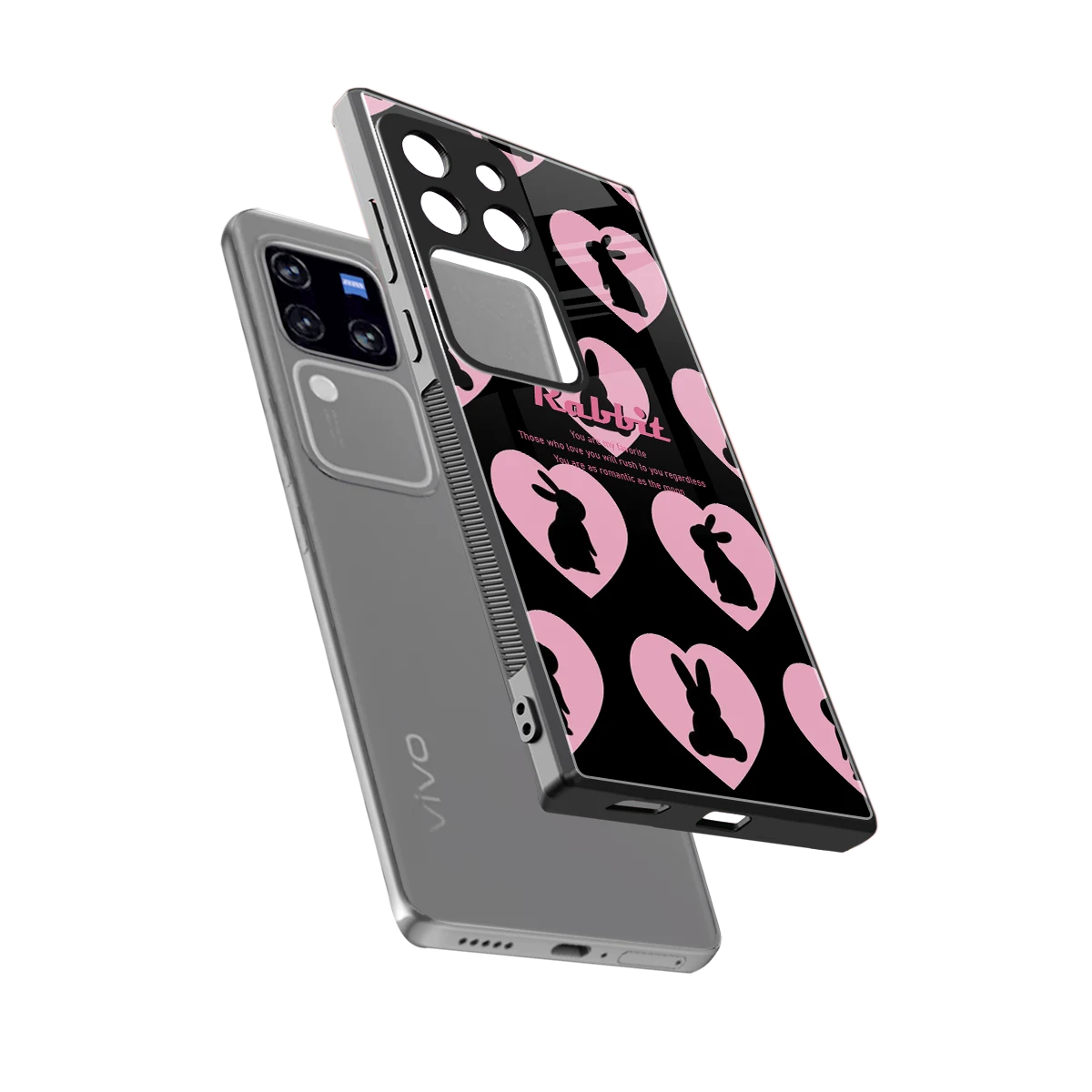 Bunny Love sleekvivo v30 pro cover with tempered glass back and TPU edges