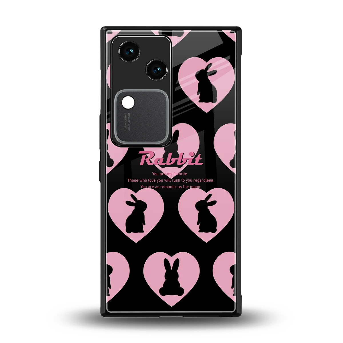 Bunny Love back phone cover | glass case for vivo v30