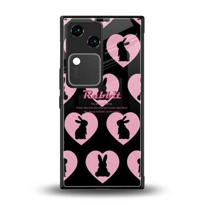 Bunny Love back phone cover | glass case for vivo v30