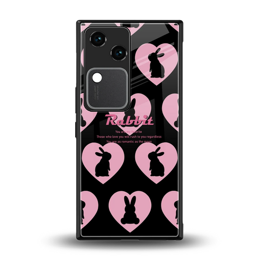 Bunny Love back phone cover | glass case for vivo v30