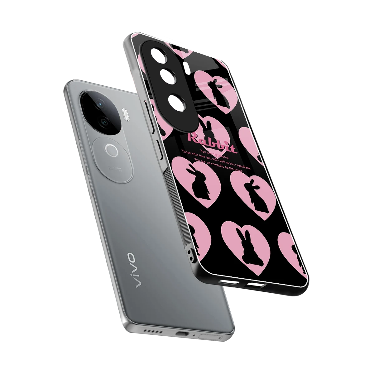 Bunny Love sleek vivo v40e cover with tempered glass back and TPU edges