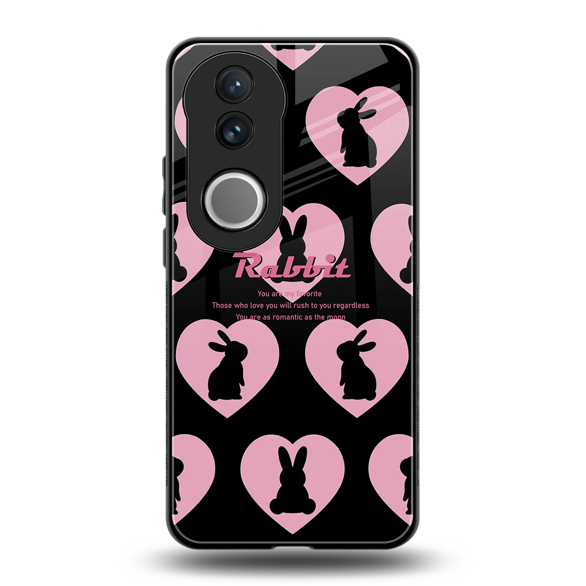 Bunny Love back phone cover | glass case for vivo v50