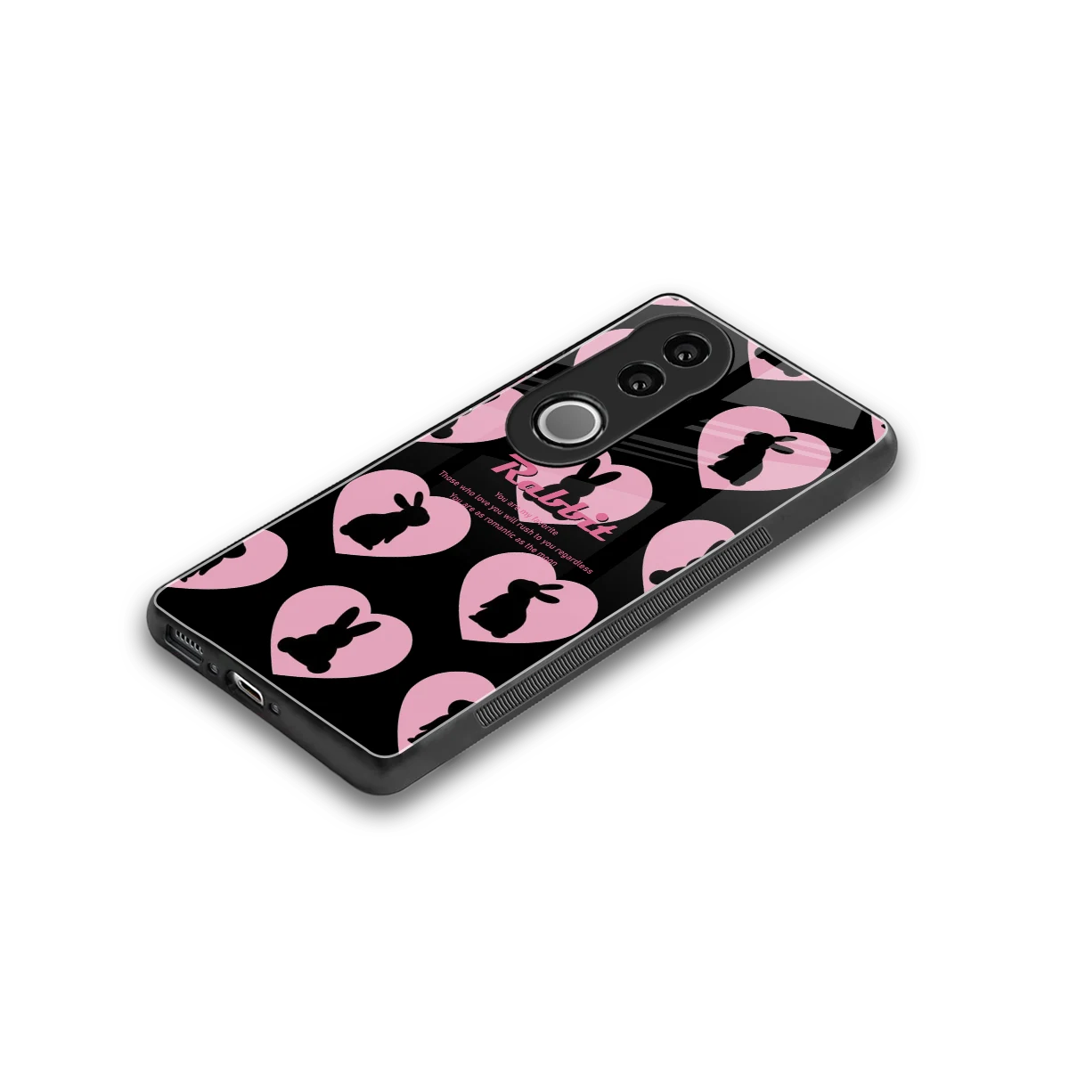 Bunny Love stylish phone case for vivo v50 | glossy glass and slim fit