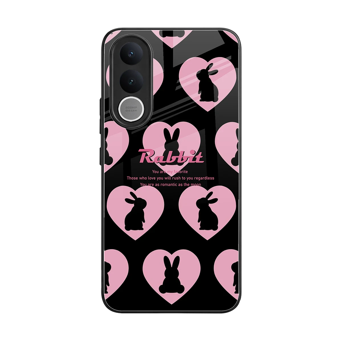 Bunny Love back phone cover | glass case for vivo v70 fe