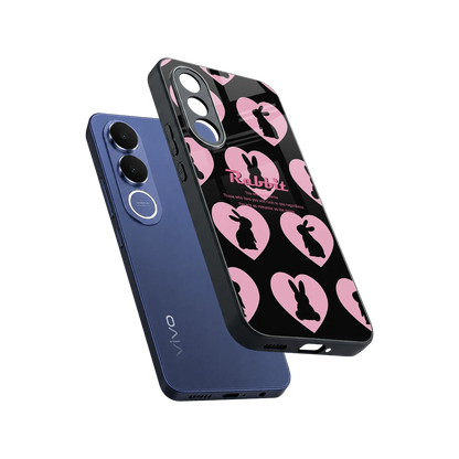 Bunny Love sleek vivo v70 fe cover with tempered glass back and TPU edges