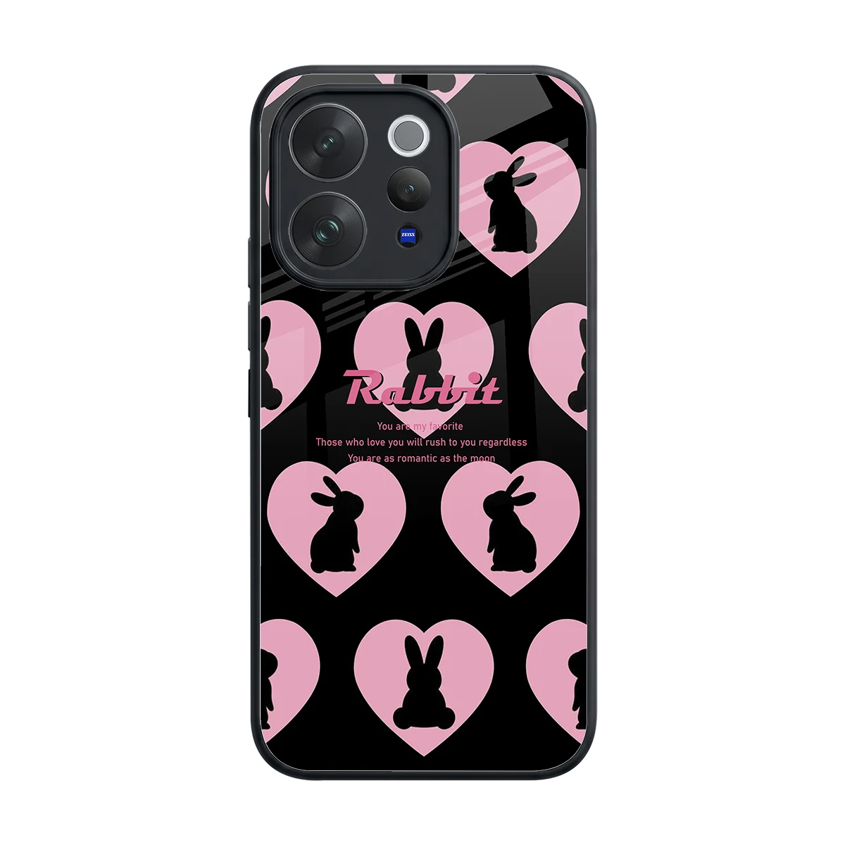Bunny Love back phone cover | glass case for vivo v70
