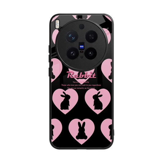 Bunny Love back phone cover | glass case for vivo x300 pro