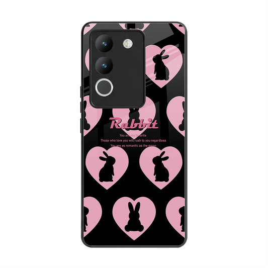 Bunny Love back phone cover | glass case for vivo y200 5g