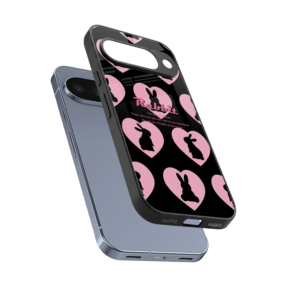Bunny Love sleek google pixel 10 cover with tempered glass back and TPU edges