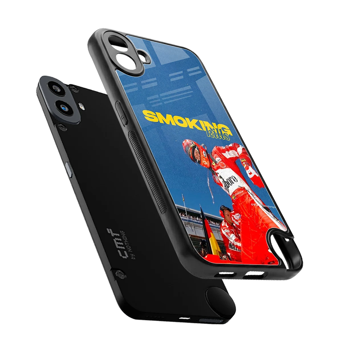 Burnout Mode sleek cmf nothing phone 1 cover with tempered glass back and TPU edges
