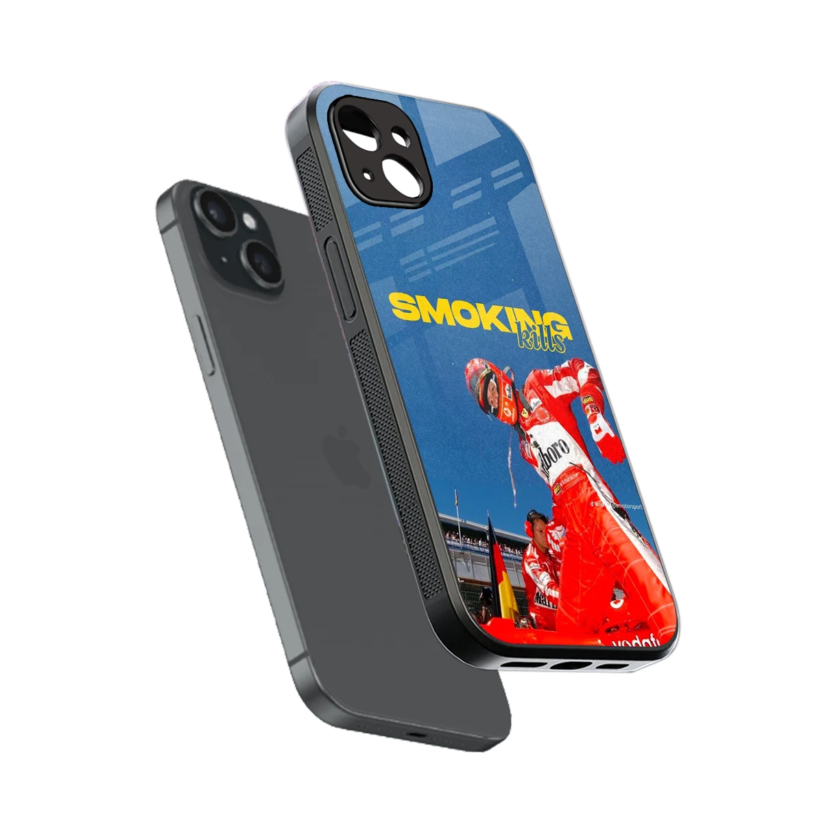 Burnout Mode sleek iphone 14 plus cover with tempered glass back and TPU edges
