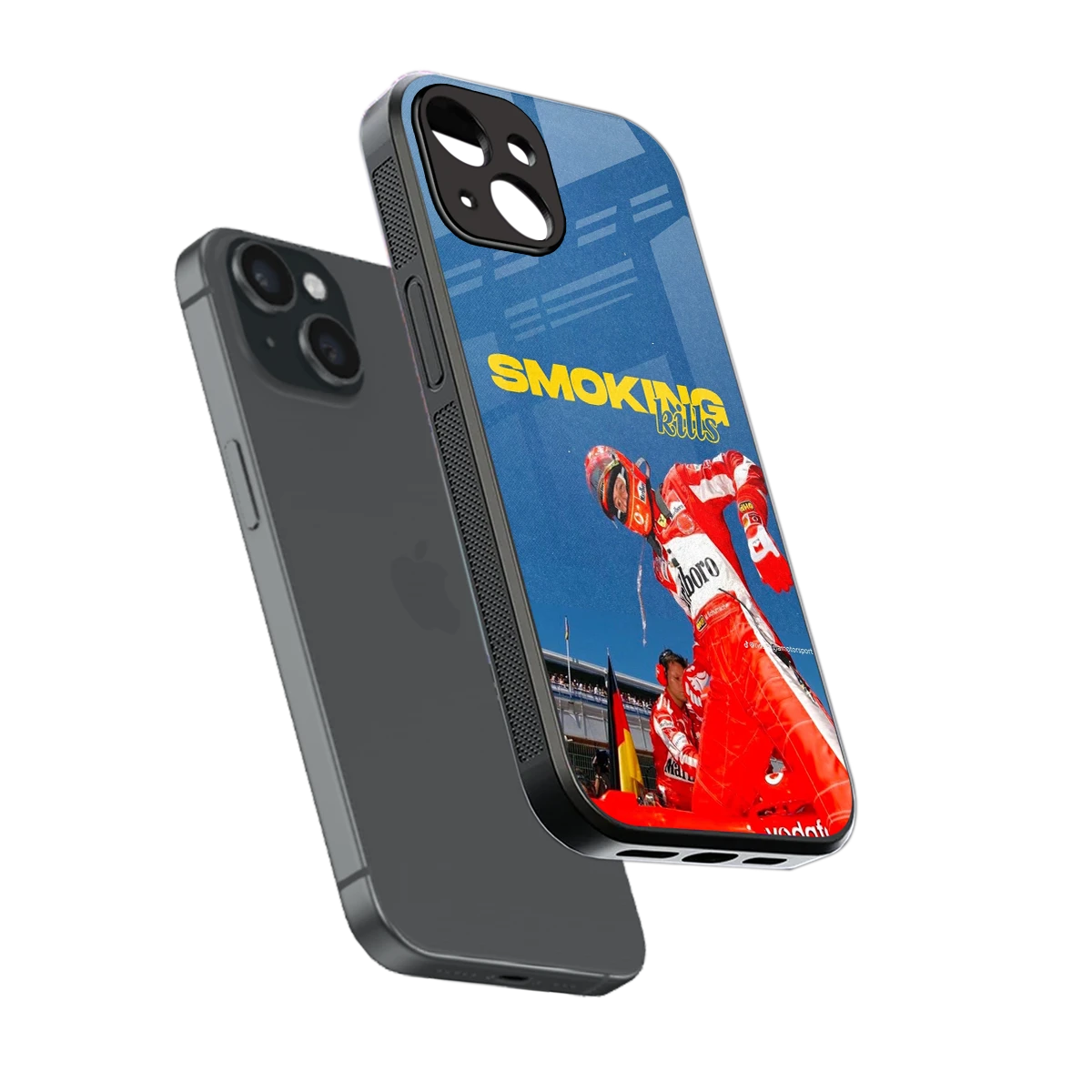 Burnout Mode sleek iphone 15 cover with tempered glass back and TPU edges