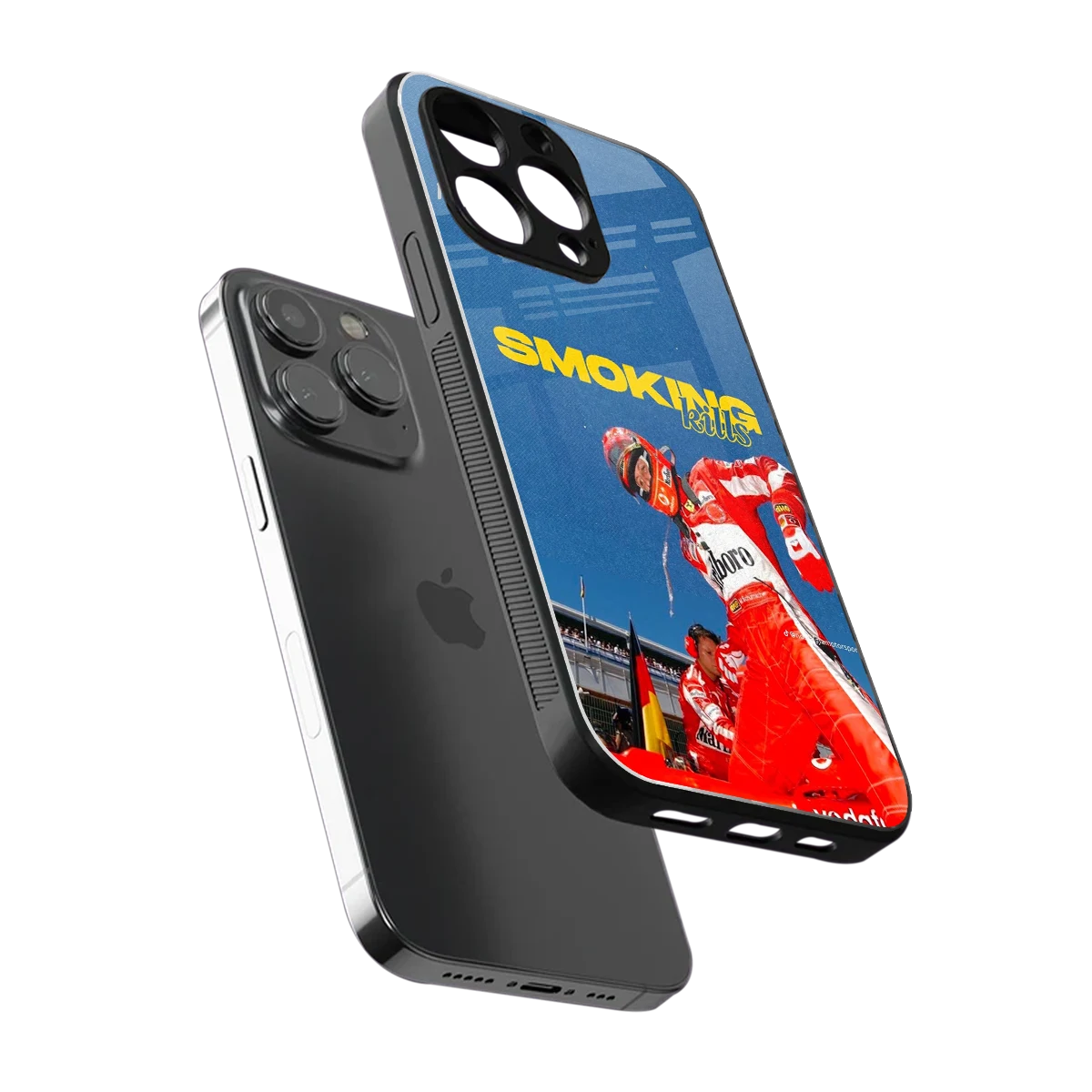 Burnout Mode sleek iphone 16 pro max cover with tempered glass back and TPU edges